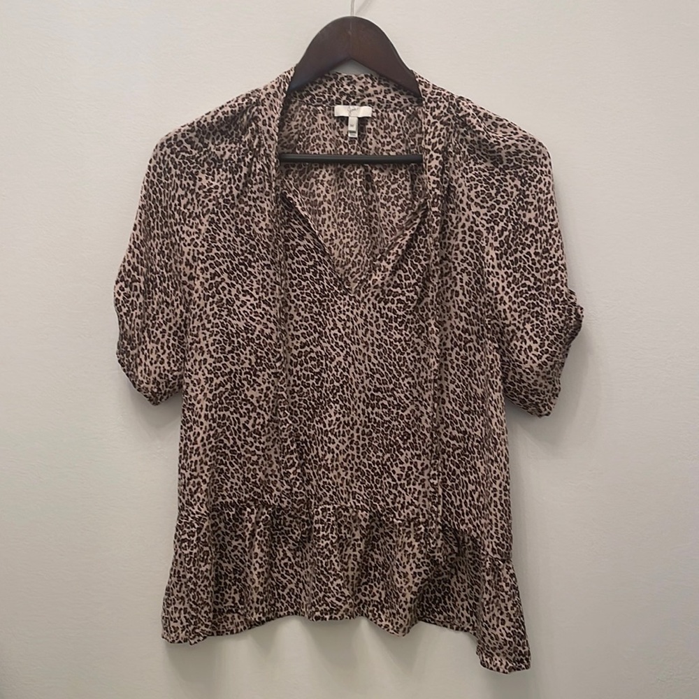 Joie Leopard print short sleeve blouse, Medium